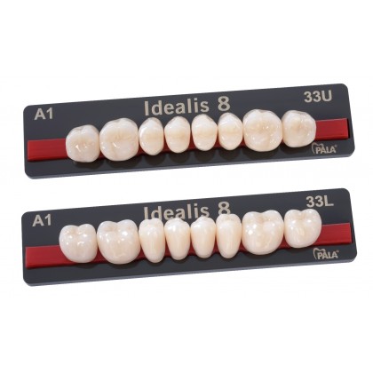 Kulzer Pala IDEALIS 8 Acrylic Teeth High End Posteriors (Flat Cusp 5 Deg Cusp Angle) - 1 Card (Match with Delara, Mondial, Premium anteriors)